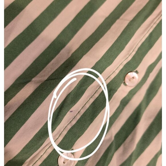 Jane + Delancey Button Down Shirt Women L Green Stripe Short Sleeve High Low Hem - Picture 8 of 13